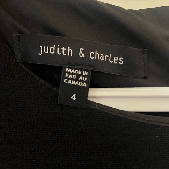 Judith and Charles beautiful black sheer arms striped skirt dress size 4 - Picture 3 of 9